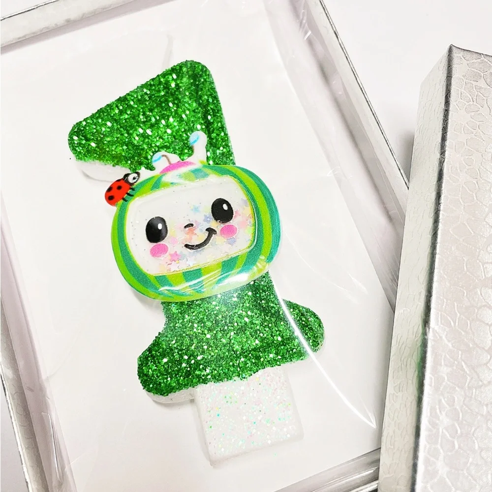 Melon Green Glitter Number Candle Birthday Candle Cake Topper Party Supply Gifts
